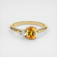 1.10 Ct. Orange Sapphire Ring, 18K Yellow Gold 1
