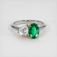 1.21 Ct. Emerald Ring, 18K Yellow & White 1