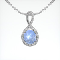 6.92 Ct. Blue Sapphire Pendant, 14K White Gold 1