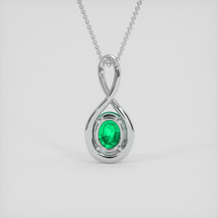 3.95 Ct. Emerald Pendant, 18K White Gold 4