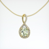 1.44 Ct. Yellowish Green Sapphire Pendant, 18K Yellow Gold 1