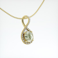 1.44 Ct. Yellowish Green Sapphire Pendant, 18K Yellow Gold 2