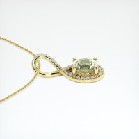 1.44 Ct. Yellowish Green Sapphire Pendant, 18K Yellow Gold 3