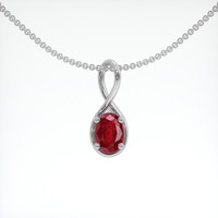 0.73 Ct. Ruby Pendant, 14K White Gold 1