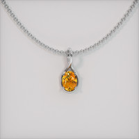 0.57 Ct. Orange Sapphire Pendant, 18K White Gold 1
