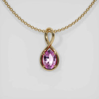 0.85 Ct. Pink Sapphire Pendant, 14K Yellow Gold 1