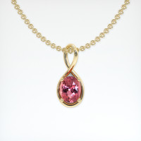 1.07 Ct. Padparadscha Sapphire Pendant, 18K Yellow Gold 1