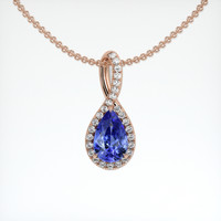 2.87 Ct. Blue Sapphire Pendant, 14K Rose Gold 1