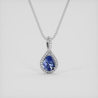 0.79 Ct. Blue Sapphire Pendant, 14K White Gold 1