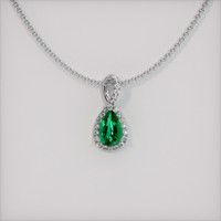 1.12 Ct. Emerald Pendant, 18K White Gold 1