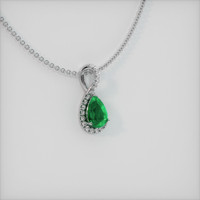 1.12 Ct. Emerald Pendant, 18K White Gold 2