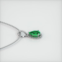 1.12 Ct. Emerald Pendant, 18K White Gold 3