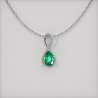 0.67 Ct. Emerald Pendant, 18K White Gold 1