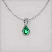 3.07 Ct. Emerald Pendant, 18K White Gold 1