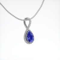 2.53 Ct. Blue Sapphire Pendant, 18K White Gold 2