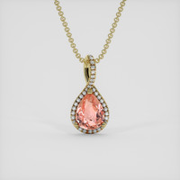 1.17 Ct. Padparadscha Sapphire Pendant, 14K Yellow Gold 1
