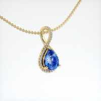 0.86 Ct. Blue Sapphire Pendant, 18K Yellow Gold 2