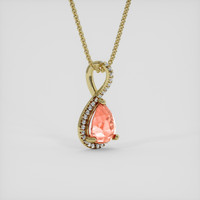 1.17 Ct. Padparadscha Sapphire Pendant, 18K Yellow Gold 2