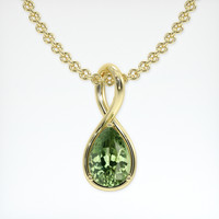 5.26 Ct. Green Sapphire Pendant, 14K Yellow Gold 1