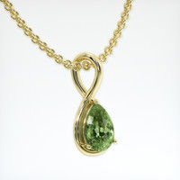 5.26 Ct. Green Sapphire Pendant, 14K Yellow Gold 2
