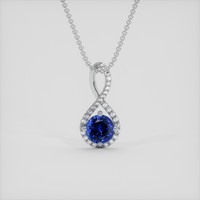 0.82 Ct. Blue Sapphire Pendant, 14K White Gold 1