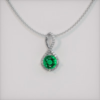 Pave Emerald Pendant 0.98 Ct., 18K White Gold Preview