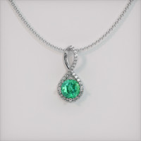 0.83 Ct. Emerald Pendant, 18K White Gold 1