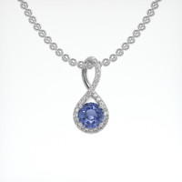 2.25 Ct. Sapphire Pendant, 18K White Gold 1
