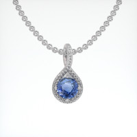 2.04 Ct. Sapphire Pendant, 18K White Gold 1