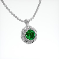 3.42 Ct. Emerald Pendant, 18K White Gold 2