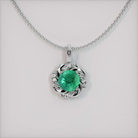 1.00 Ct. Emerald Pendant, 18K White Gold 1