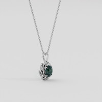 2.11 Ct. Bluish Green Sapphire Pendant, 18K White Gold 2