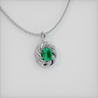 1.32 Ct. Emerald Pendant, 18K White Gold 2
