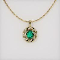 1.32 Ct. Emerald Pendant, 18K Yellow Gold 1