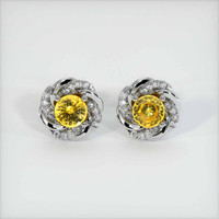 <span>1.09</span>&nbsp;<span class="tooltip-light">Ct.Tw.<span class="tooltiptext">Total Carat Weight</span></span> Sapphire Earrings, Platinum 950 1