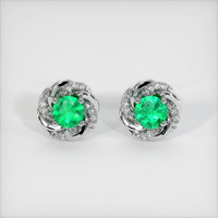Pave Emerald Earrings 0.79 Ct.Tw.Total Carat Weight, Platinum 950 Preview