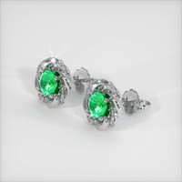 Pave Emerald Earrings 0.79 Ct.Tw.Total Carat Weight, Platinum 950 Preview
