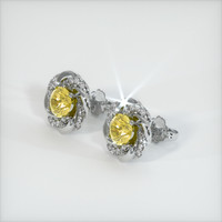 1.64 Ct.Tw. Yellow Sapphire Earrings, 18K White Gold 2