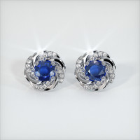 3.06 Ct.Tw. Blue Sapphire Earrings, 18K White Gold 1