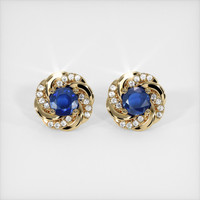 <span>3.06</span>&nbsp;<span class="tooltip-light">Ct.Tw.<span class="tooltiptext">Total Carat Weight</span></span> Sapphire Earrings, 14K Yellow Gold 1