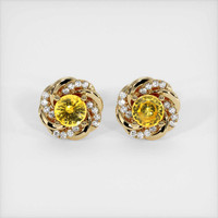 1.09 Ct.Tw. Yellow Sapphire Earrings, 14K Yellow Gold 1
