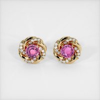 3.48 Ct.Tw. Pink Sapphire Earrings, 14K Yellow Gold 1