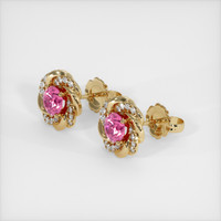 3.48 Ct.Tw. Pink Sapphire Earrings, 14K Yellow Gold 2