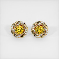 <span>1.59</span>&nbsp;<span class="tooltip-light">Ct.Tw.<span class="tooltiptext">Total Carat Weight</span></span> Sapphire Earrings, 18K Yellow Gold 1