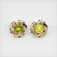 <span>2.12</span>&nbsp;<span class="tooltip-light">Ct.Tw.<span class="tooltiptext">Total Carat Weight</span></span> Sapphire Earrings, 18K Yellow Gold 1