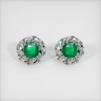 <span>1.45</span>&nbsp;<span class="tooltip-light">Ct.Tw.<span class="tooltiptext">Total Carat Weight</span></span> Emerald Earrings, Platinum 950 1