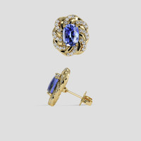 <span>4.19</span>&nbsp;<span class="tooltip-light">Ct.Tw.<span class="tooltiptext">Total Carat Weight</span></span> Blue Sapphire Earrings, 14K Yellow Gold 2