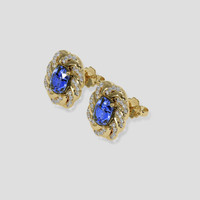 <span>4.19</span>&nbsp;<span class="tooltip-light">Ct.Tw.<span class="tooltiptext">Total Carat Weight</span></span> Blue Sapphire Earrings, 18K Yellow Gold 3