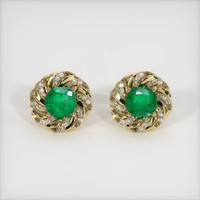 <span>0.93</span>&nbsp;<span class="tooltip-light">Ct.Tw.<span class="tooltiptext">Total Carat Weight</span></span> Emerald Earrings, 18K Yellow Gold 1