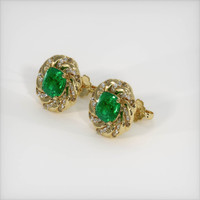 <span>0.93</span>&nbsp;<span class="tooltip-light">Ct.Tw.<span class="tooltiptext">Total Carat Weight</span></span> Emerald Earrings, 18K Yellow Gold 2